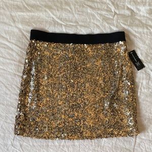 INC Gold Sequin Mini Skirt
